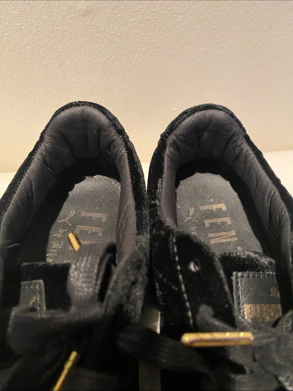 Puma Black Velvet Platform Sneakers